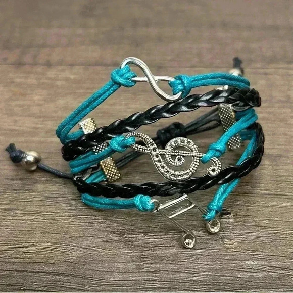 Music Notes and Infinity Charm 5 Strand Bracelet - Picture 1 of 2